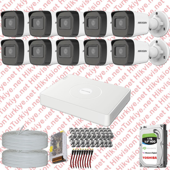 Hikvision 10 Kamera Fullhd Güvenlik Kamerası Seti 1tb Hdd